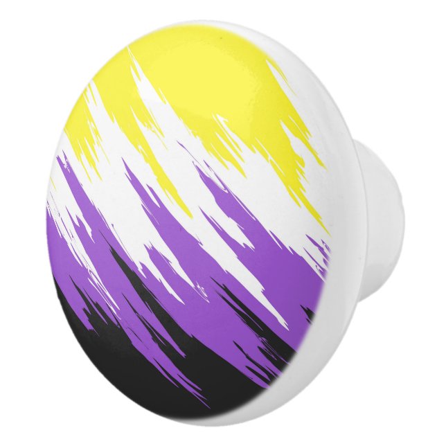 Grungy Funky ZigZag Abstract Nonbinary Pride Flag Ceramic Knob (Right)