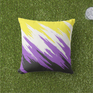 Grungy Funky ZigZag Abstract Nonbinary Pride Flag Cushion