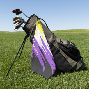 Grungy Funky ZigZag Abstract Nonbinary Pride Flag Golf Towel