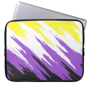 Grungy Funky ZigZag Abstract Nonbinary Pride Flag Laptop Sleeve
