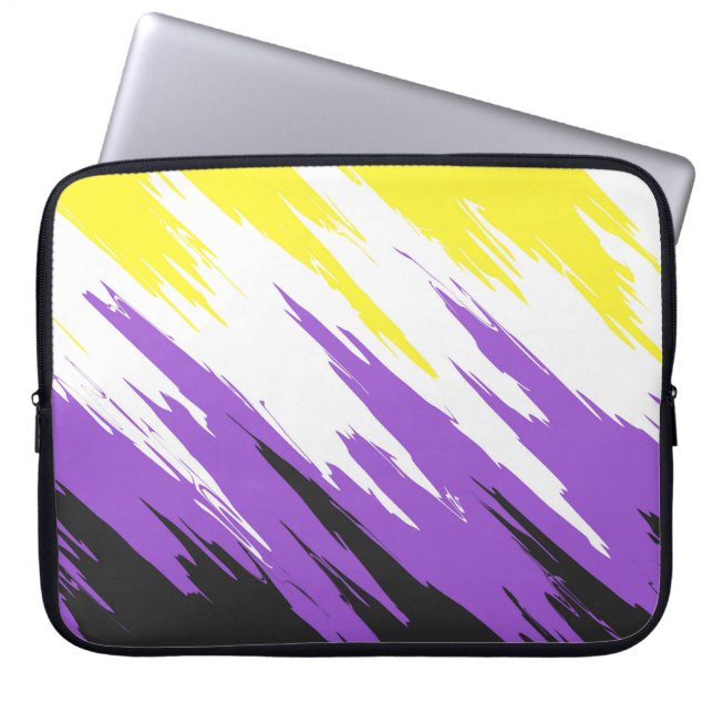 Grungy Funky ZigZag Abstract Nonbinary Pride Flag Laptop Sleeve (Front)