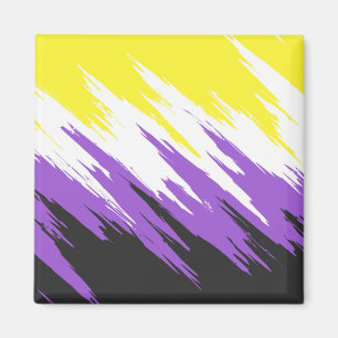 Grungy Funky ZigZag Abstract Nonbinary Pride Flag Magnet