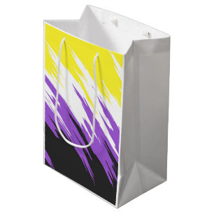 Grungy Funky ZigZag Abstract Nonbinary Pride Flag Medium Gift Bag