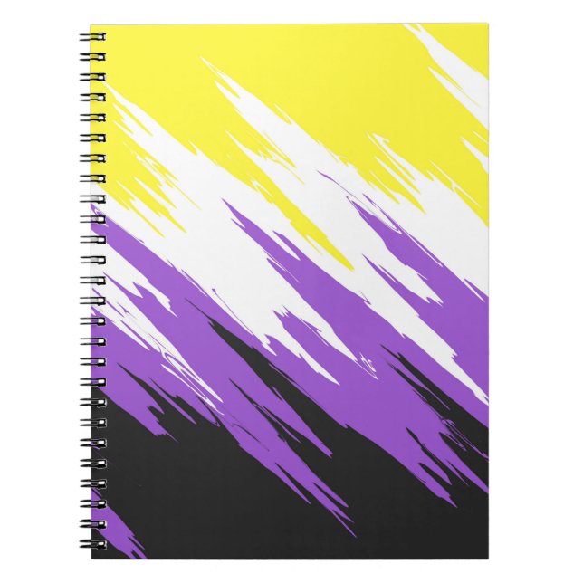 Grungy Funky ZigZag Abstract Nonbinary Pride Flag Notebook (Front)