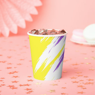 Grungy Funky ZigZag Abstract Nonbinary Pride Flag Paper Cups