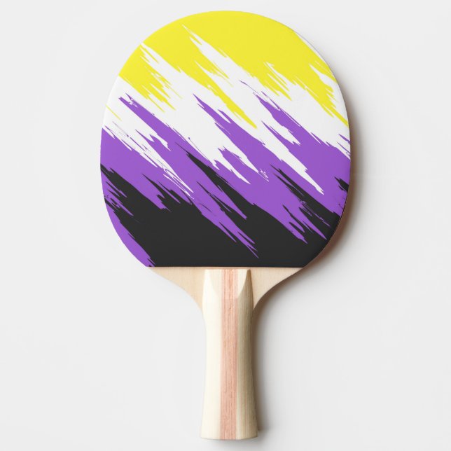 Grungy Funky ZigZag Abstract Nonbinary Pride Flag Ping Pong Paddle (Front)