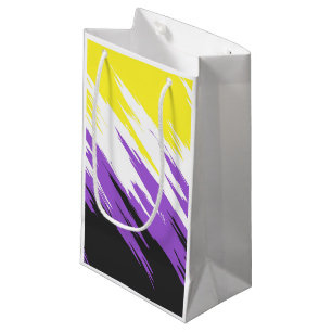 Grungy Funky ZigZag Abstract Nonbinary Pride Flag Small Gift Bag