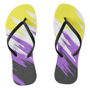 Grungy Funky ZigZag Abstract Nonbinary Pride Flag Thongs