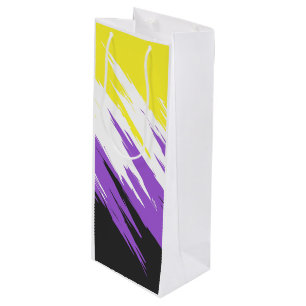 Grungy Funky ZigZag Abstract Nonbinary Pride Flag Wine Gift Bag