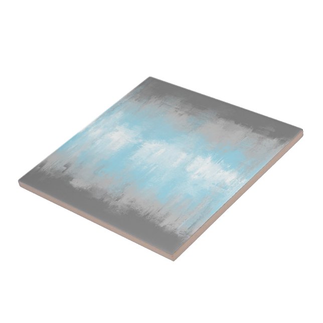 Grungy Glitchy Funky Abstract Demiboy Pride Flag Ceramic Tile (Side)