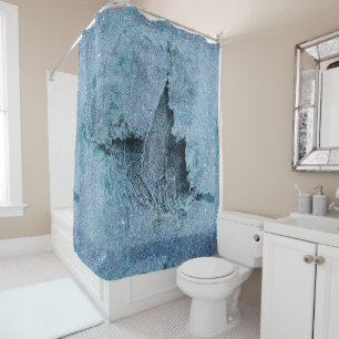 grungy glitter denim shower curtain