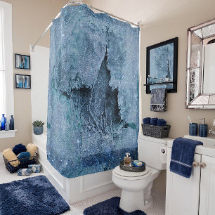 grungy glitter denim shower curtain
