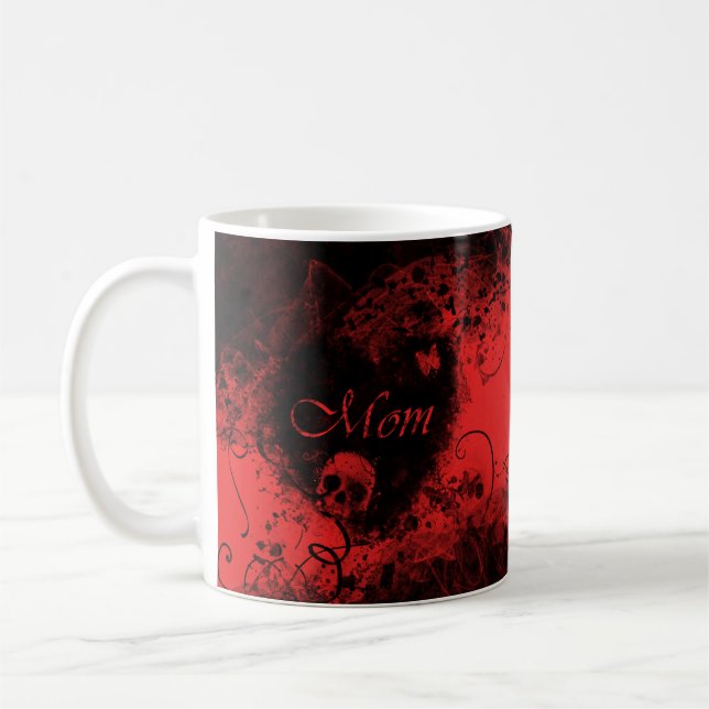 Grungy Goth Heart Mum Coffee Mug (Left)