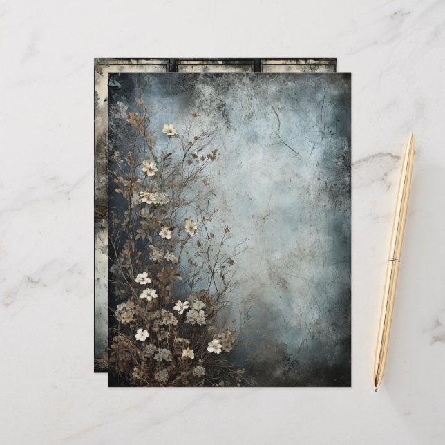 Grungy Gothic Winter Paper Craft Cardstock (Front/Back In Situ)