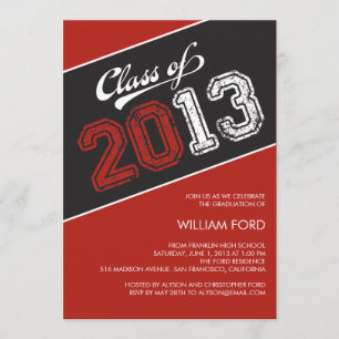 Grungy Graduate Graduation Invitation - Red
