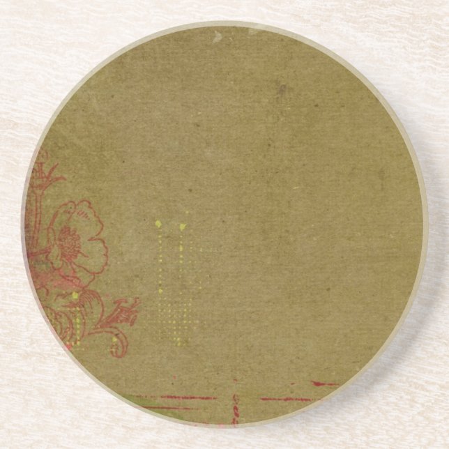 Grungy Graffiti With Red Floral Coaster (Front)