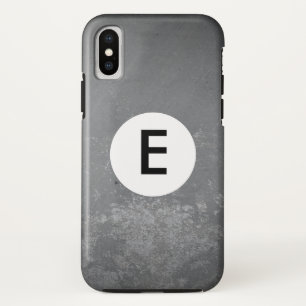 Grungy Grey monogram drawn pattern iPhone X Case