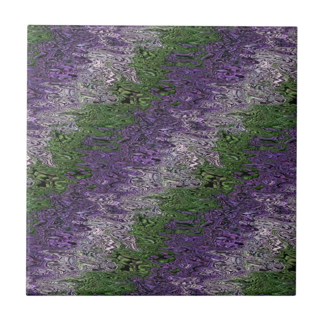 Grungy Groovy Funky Trippy Genderqueer Pride Ceramic Tile (Front)