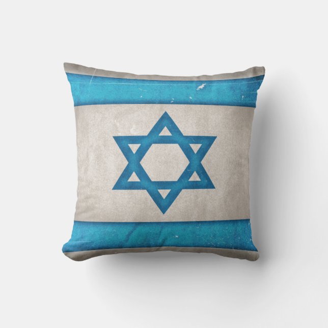 Grungy Israel Flag Star of David Cushion (Front)
