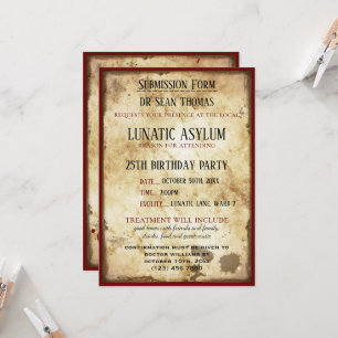 Grungy Lunatic Asylum Birthday Invitation