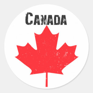 Grungy maple leaf design classic round sticker