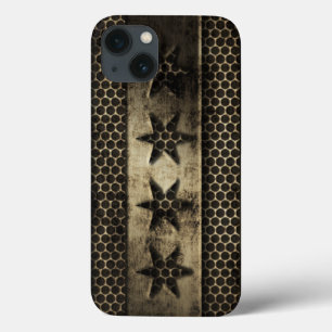 Grungy Metal Chicago Flag iPhone 13 Case