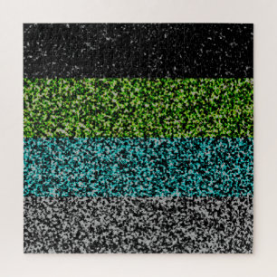 Grungy Noisy Abstract Quoiromantic Pride Flag Jigsaw Puzzle
