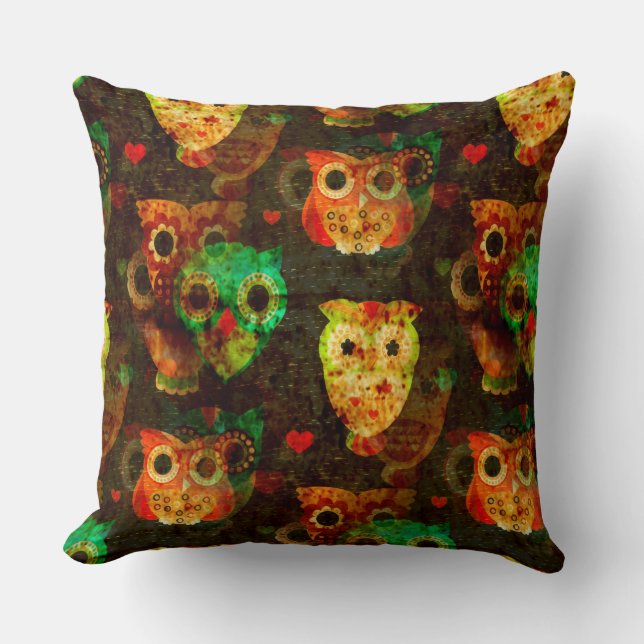 Grungy Owls seamless pattern I + your idea Cushion (Front)