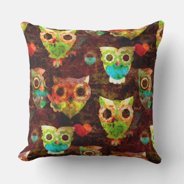 Grungy Owls seamless pattern II + your idea Cushion (Front)