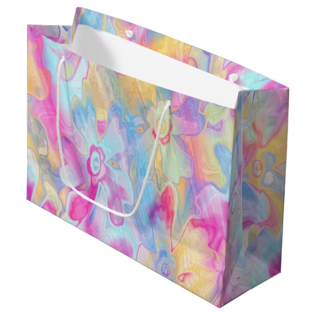 Grungy-Painted-Florals-5- Large Gift Bag (Front Angled)