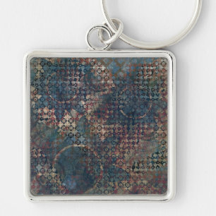 Grungy Patterns with Messy Patchwork of Textures Key Ring