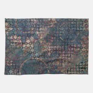 Grungy Patterns with Messy Patchwork of Textures Tea Towel