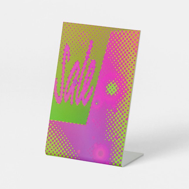 Grungy Pedestal Sign with Bold Neon Elements (Front)