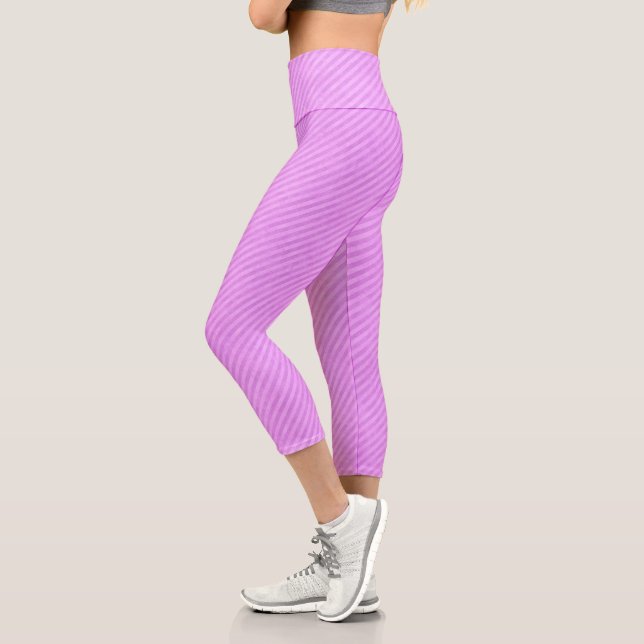 Grungy Pink Stripes Capri Leggings (Left)