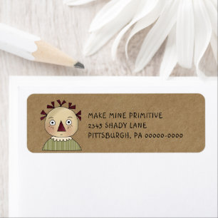 Grungy Primitive Rag Doll Country Return Address L Return Address Label