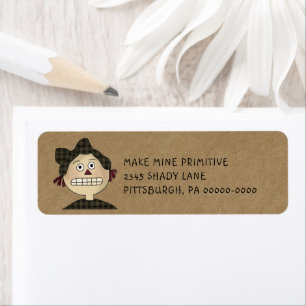 Grungy Primitive Rag Doll Country Return Address Return Address Label