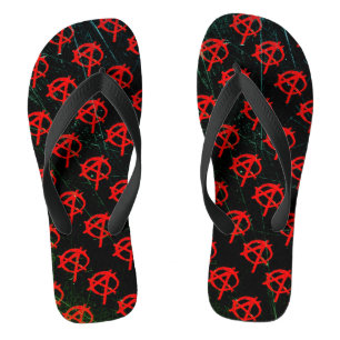 Grungy Red Anarchy Symbol Thongs