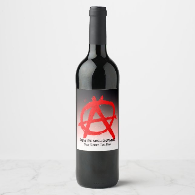 Grungy Red Anarchy Symbol Wine Label (Front)