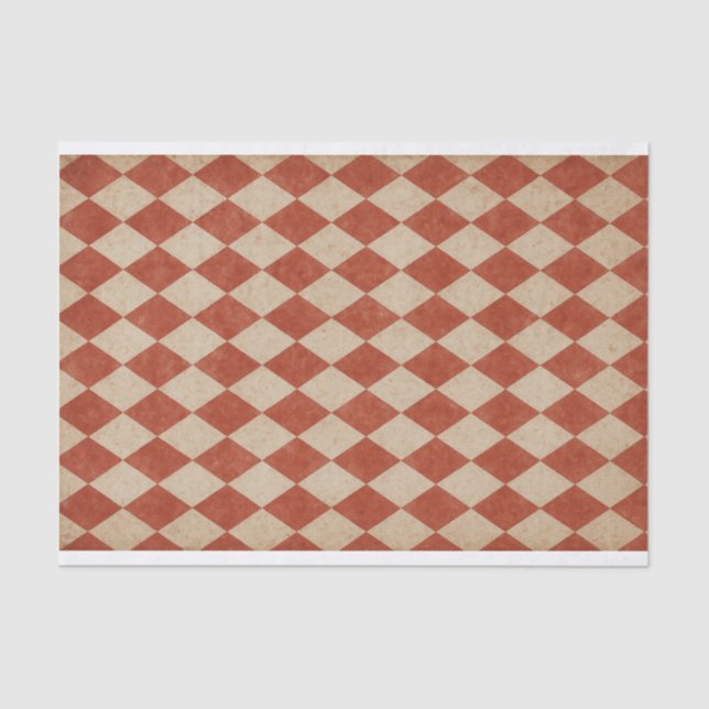 Grungy Red Harlequin Tissue Paper (Front)