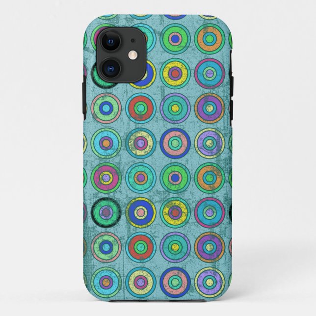 Grungy Retro Blue Circle Pattern Case-Mate iPhone Case (Back)