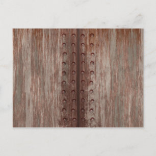 Grungy Riveted Rusty Metal Postcard