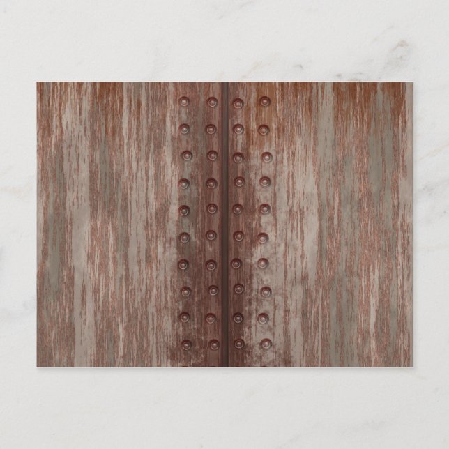 Grungy Riveted Rusty Metal Postcard (Front)