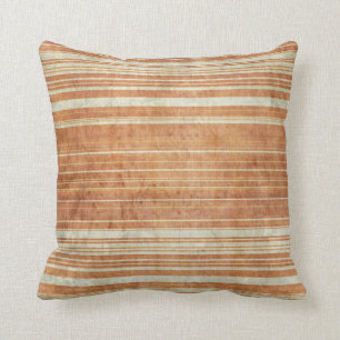 Grungy Rust Orange Stripe Pattern Cushion