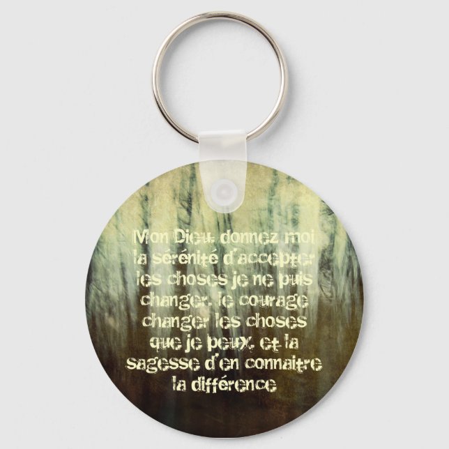 Grungy Serenity Prayer in French Keychain (Front)