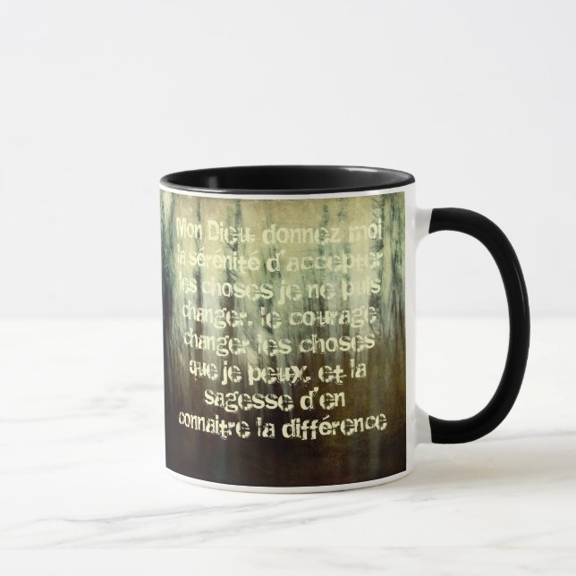 Grungy Serenity Prayer in French Mug (Right)