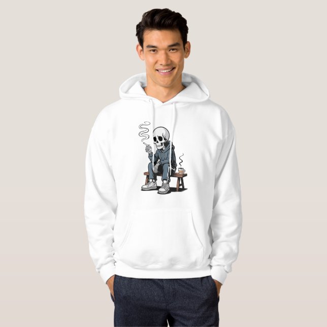 Grungy Skeleton in Hoodie Graphic Art  (Front Full)