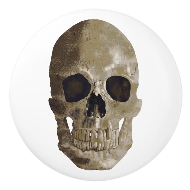 Grungy Skull Ceramic Knob (Front)