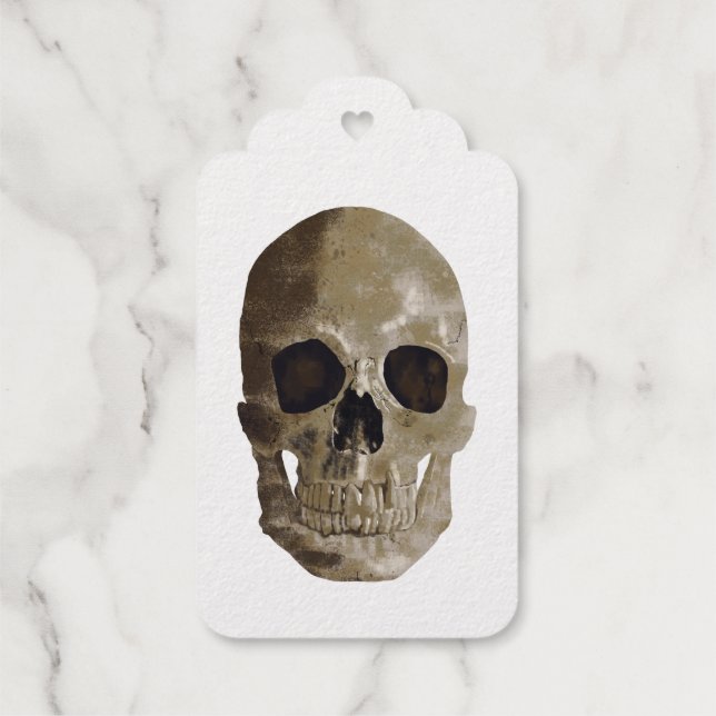 Grungy Skull Halloween Gift Tags (Back)