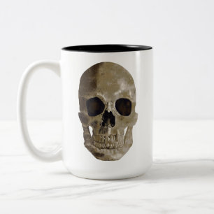 Grungy Skull Halloween Two-Tone Coffee Mug