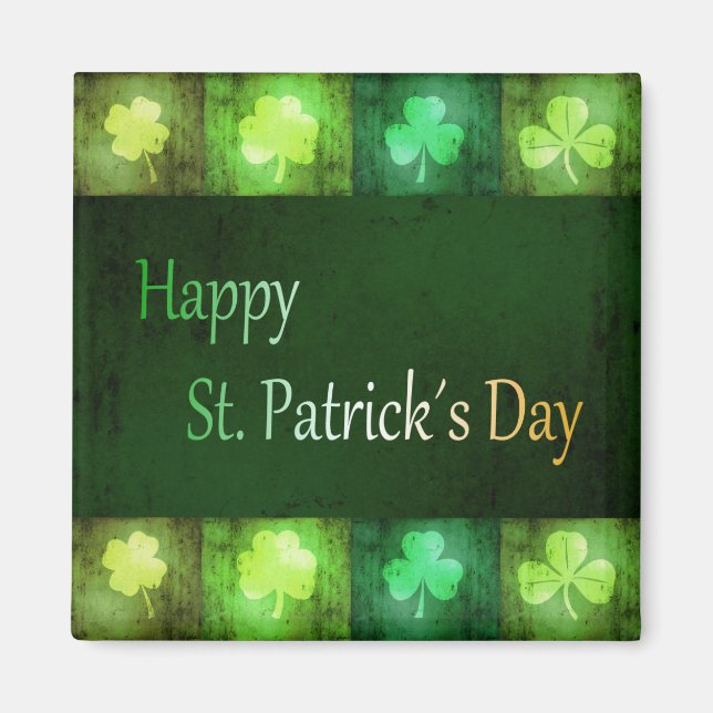 Grungy St. Patrick's Day Shamrocks - Magnet (Front)